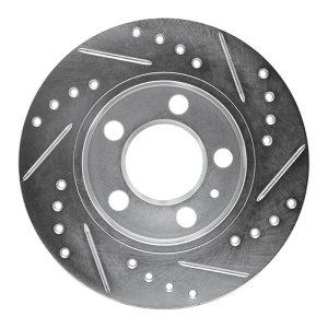 Audi TT Quattro Brake Rotor (1) - Rear Left - R1 Concepts - Drilled & Slotted - Silver - `01-`06